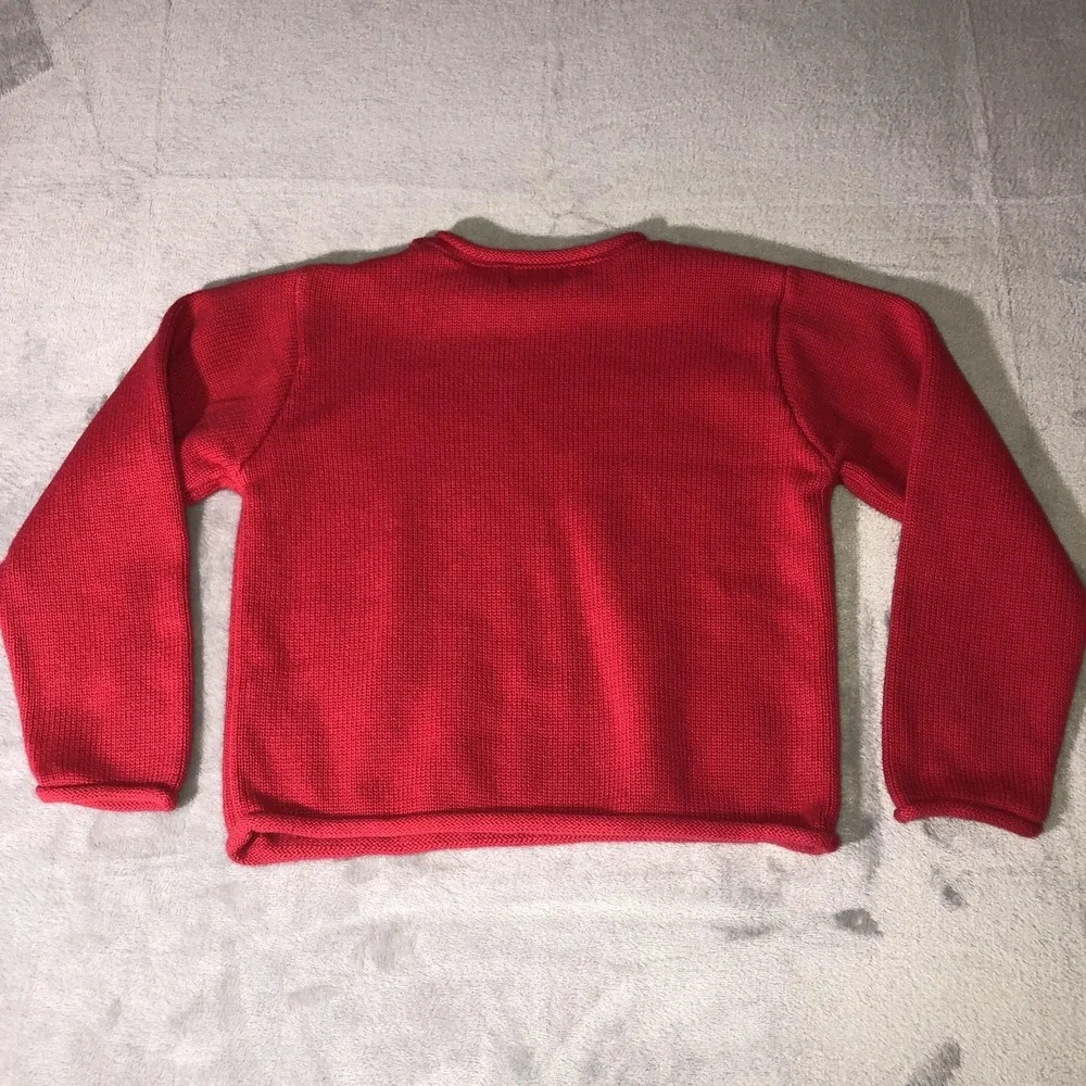 Ralph Lauren Rolled Neck Sweater‎ Girl Sz 4/5 Red Button Shoulder Logo Japan y2K